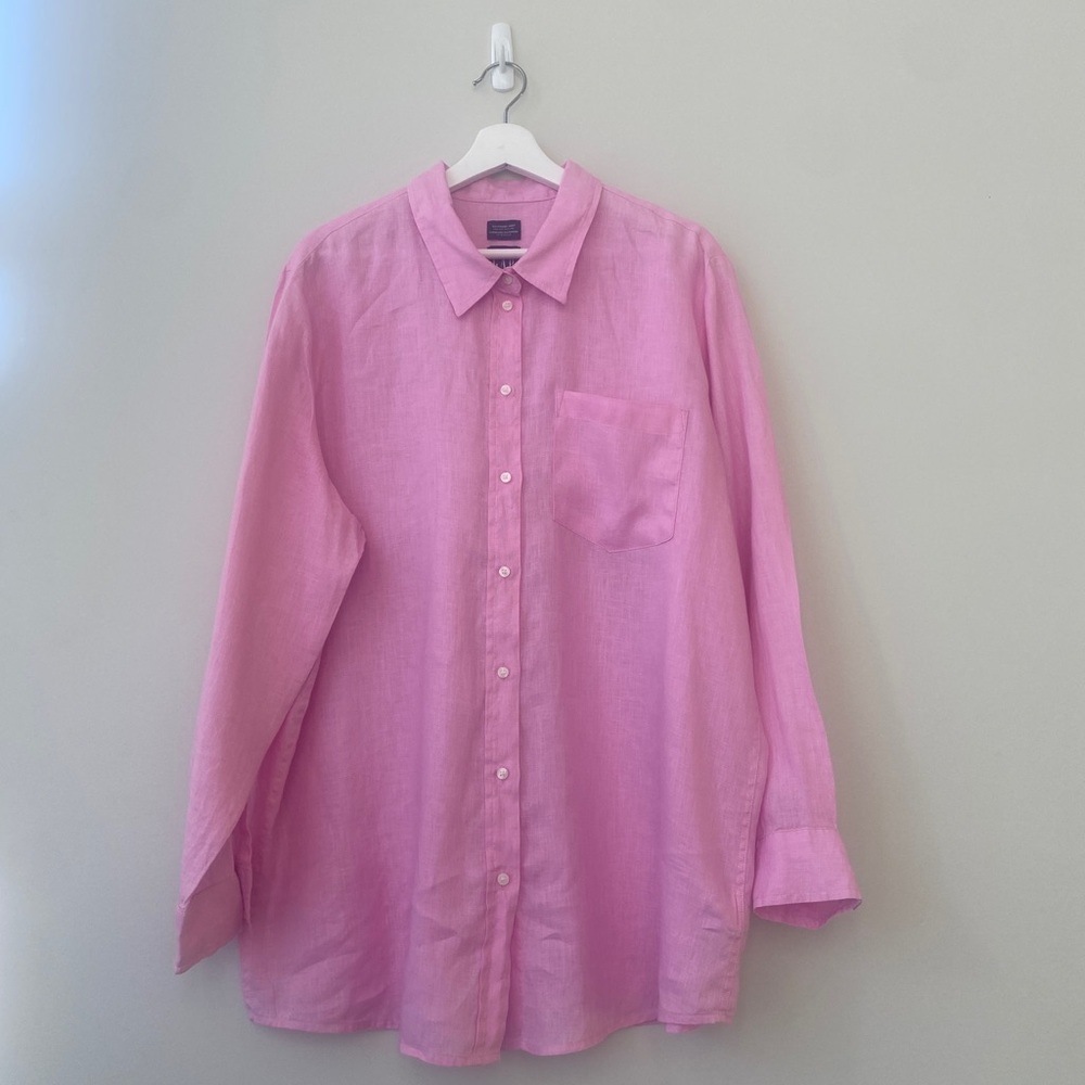 GAP Pink Linen Casual Button Down Shirt